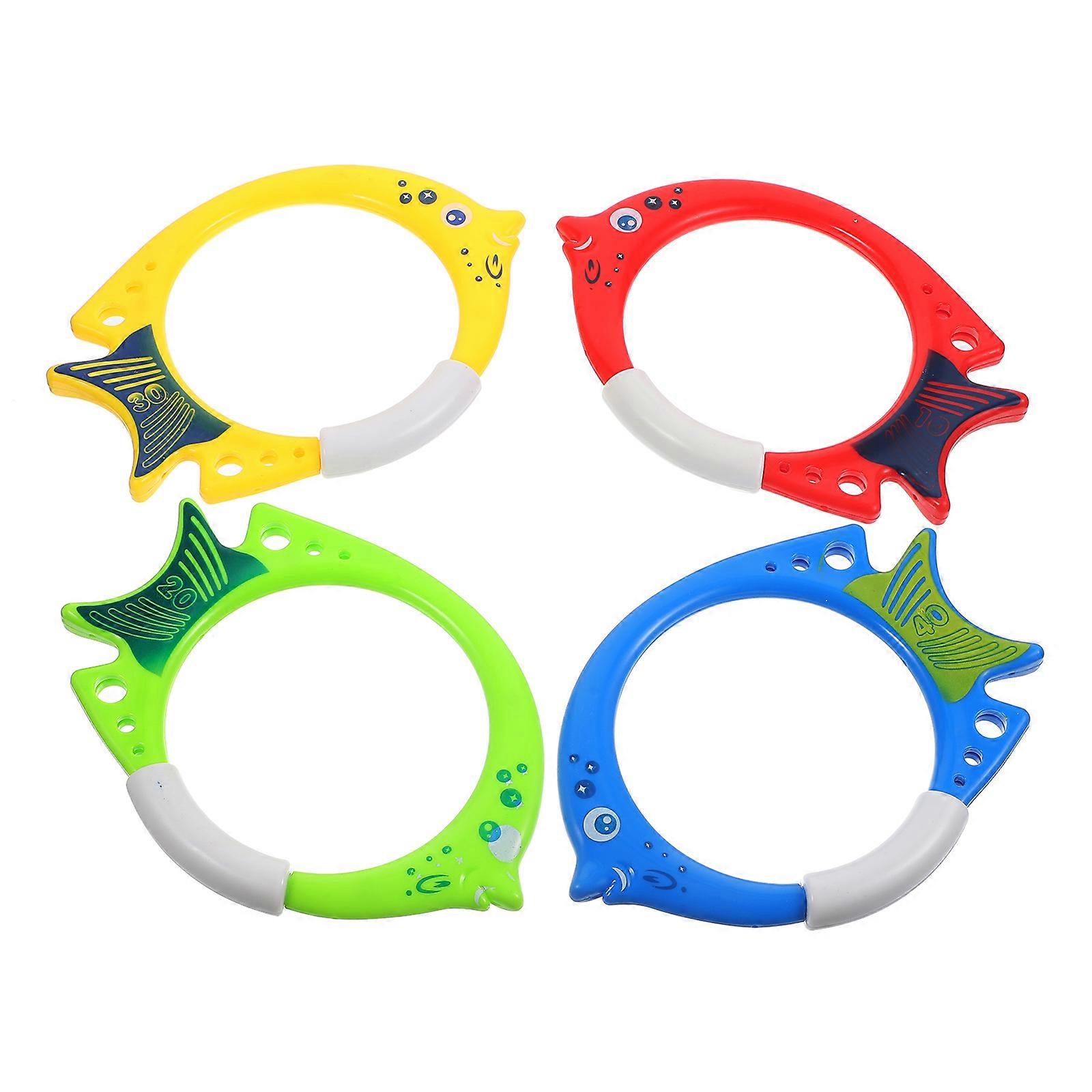 Underwater Fish-Shape Diving Ring Diving Pool Rings for Swimming 4Pcs ABS