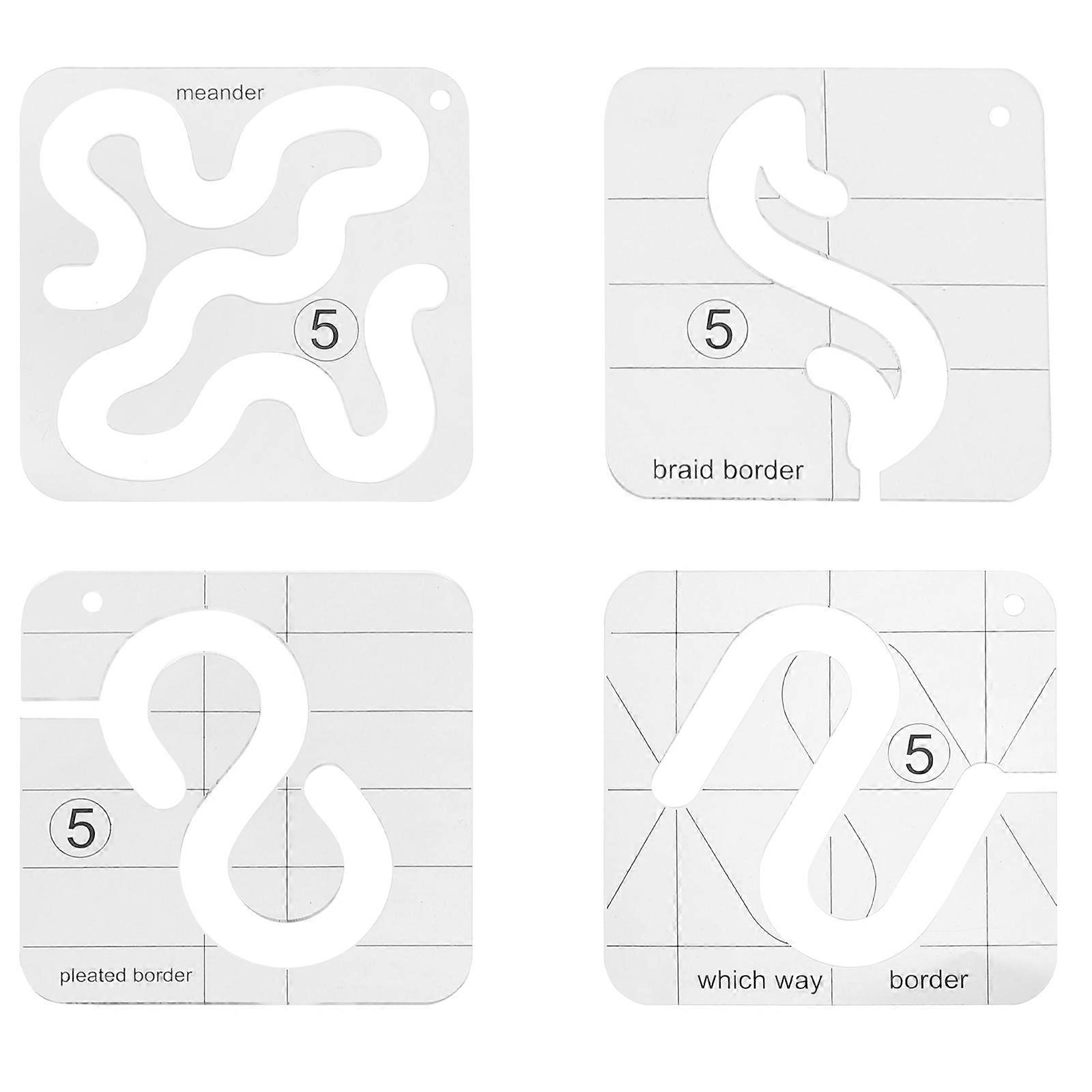 White Acrylic Sewing Patchwork Ruler for Quilting 4Pcs Practical Template