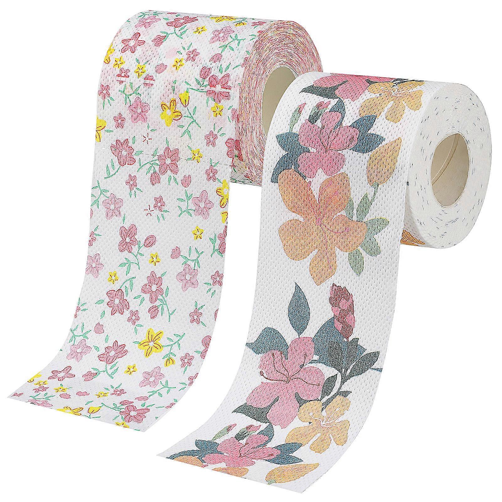 Flower Pattern Toilet Paper Rolls for Daily Use 2 Rolls Assorted Colors