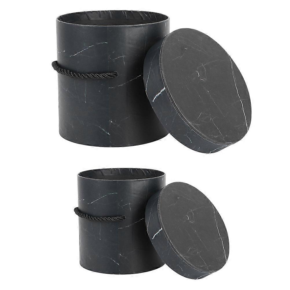 Creative Flower Buckets Round Flower Packing Boxes for Storage 4Pcs Black