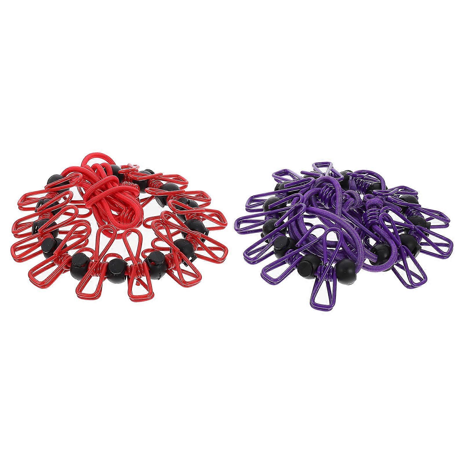 Windproof Clothes Drying Rope Retractable for Home Use 2Pcs Red Multi-Functional