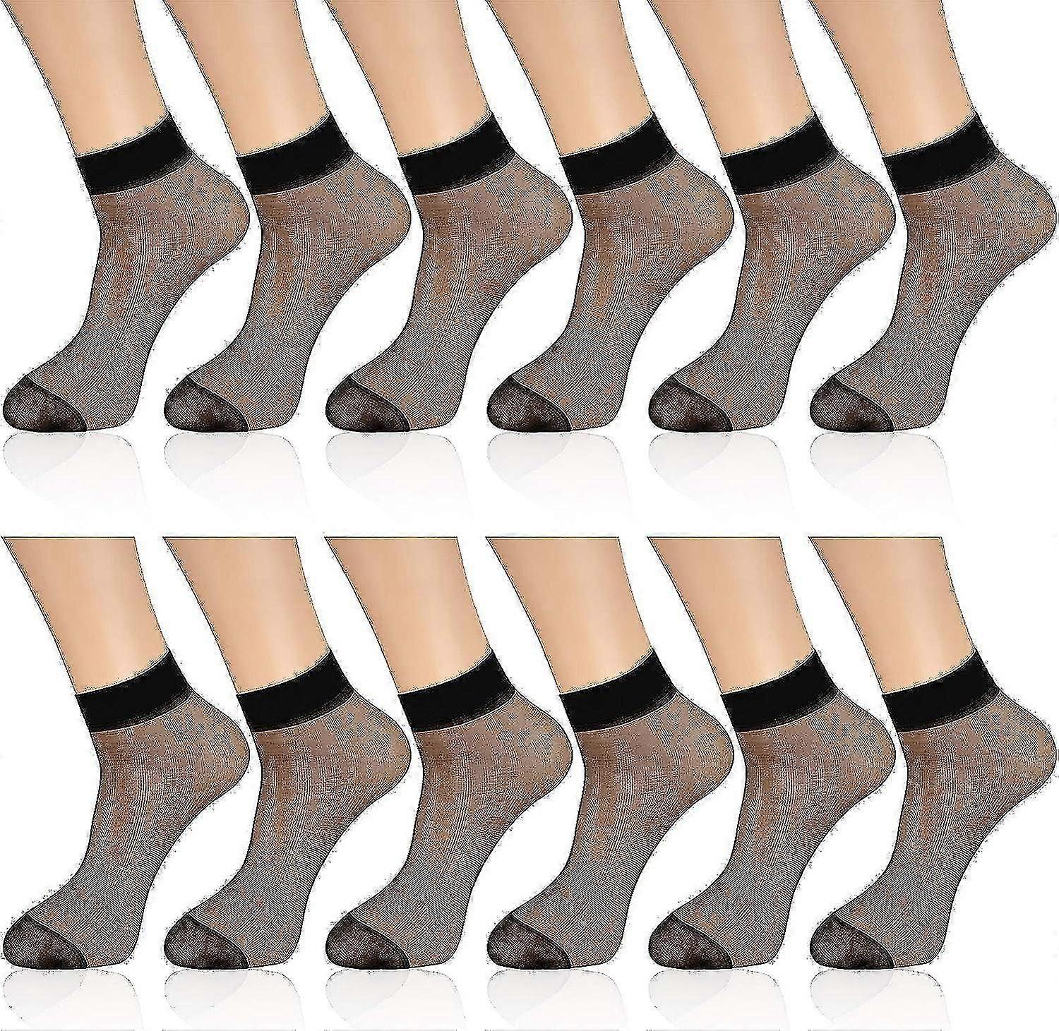 12 Pairs Sheer Ankle Socks, Thin Nylon, Transparent High Hosiery