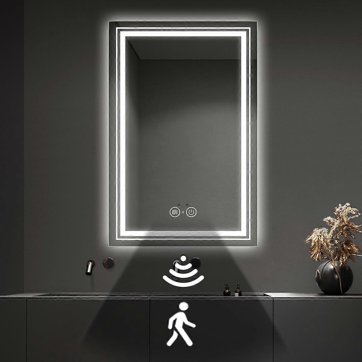28x40 Inch LED Bathroom Mirror with AntiFog, Dimmable Lights, Memory Function, Shatterproof Design