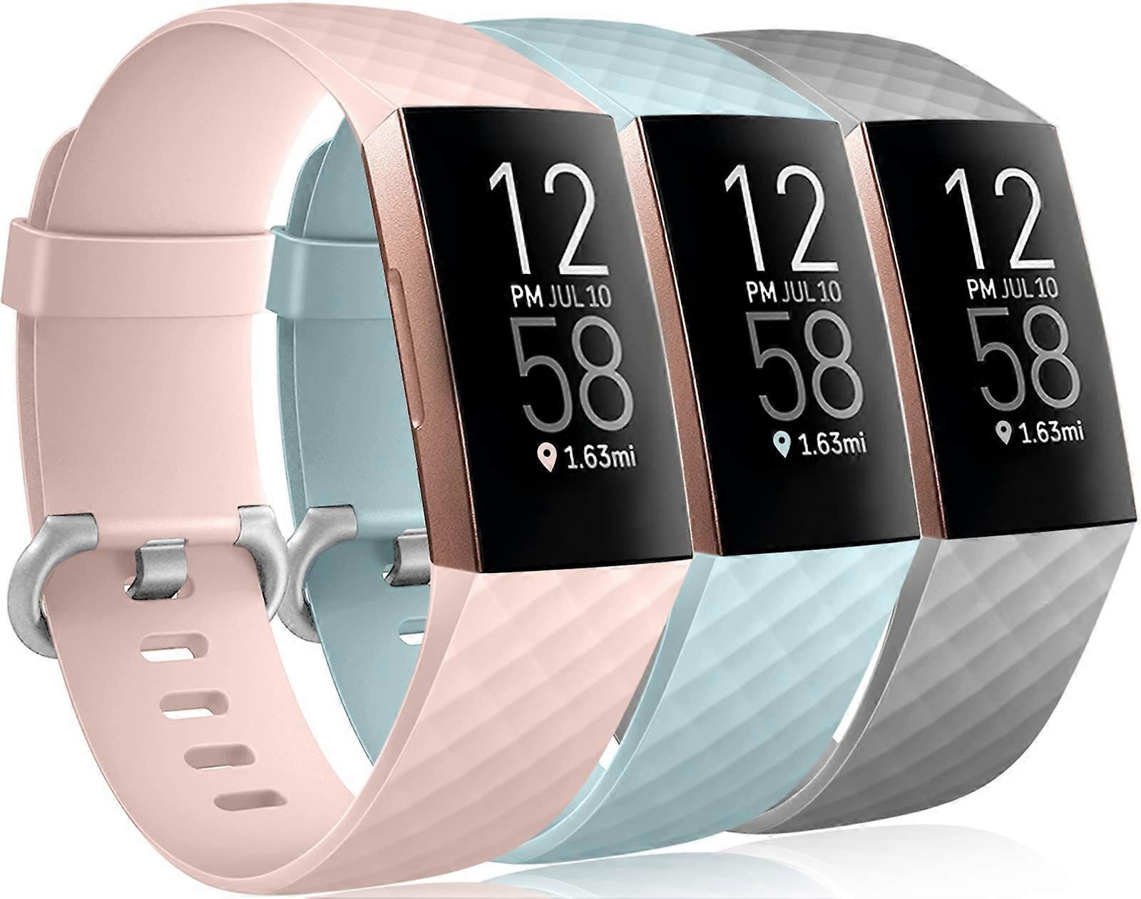 Waterproof Bands for Fitbit Charge4 Small, 3Pack Replacement Straps for Fitbit Charge3, Soft Adjustable