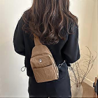 Bolsa transversal feminina texturizada, tipo pochete, feita de nylon impermeável, cor sólida, leve, casual, versátil, esportiva, pequena, mochila ou bolsa tiracolo.