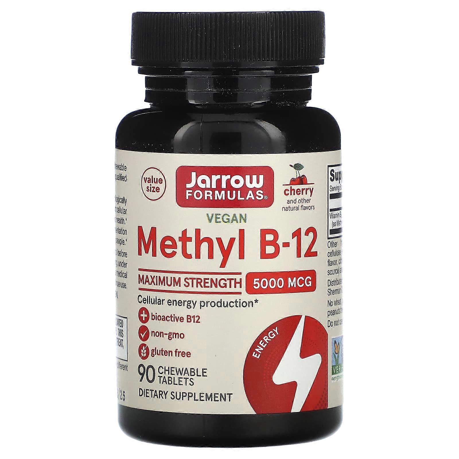 Jarrow Formulas, Methyl B-12, Cherry, 5,000 mcg, 90 Chewable Tablets
