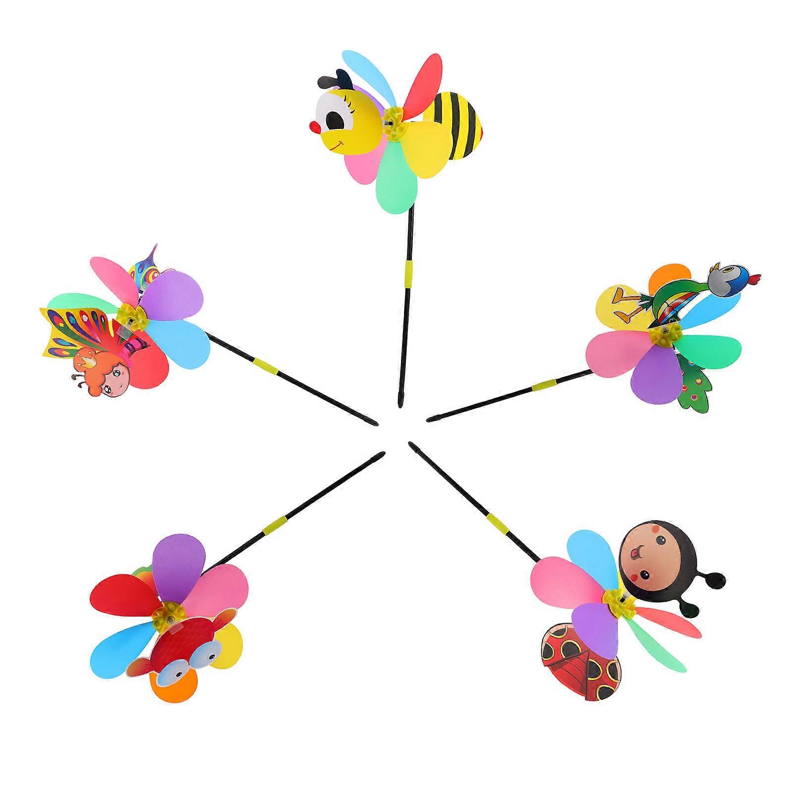Assorted Color Garden Windmill Plastic Cartoon Windmill Decoration 10Pcs