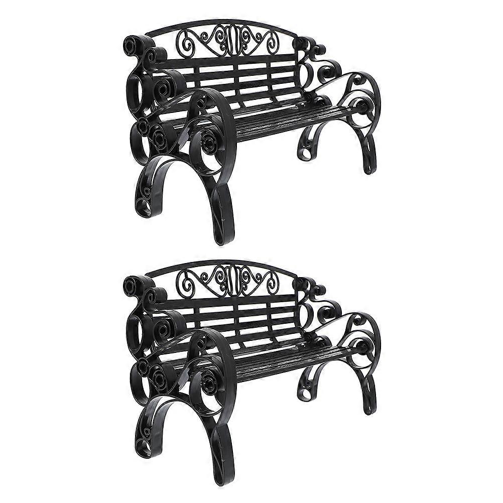 Plastic Mini Bench Model Dollhouse Small Bench for Decoration 2Pcs Set