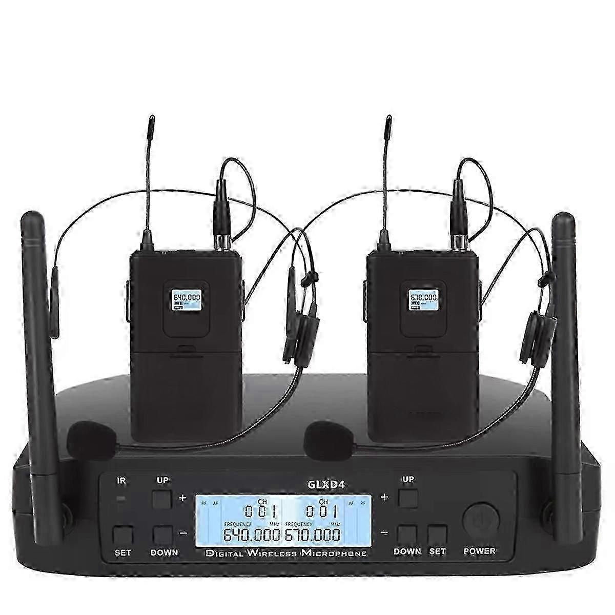 Glxd4 Dual Channel Wireless Microphone Headset with EU Plug