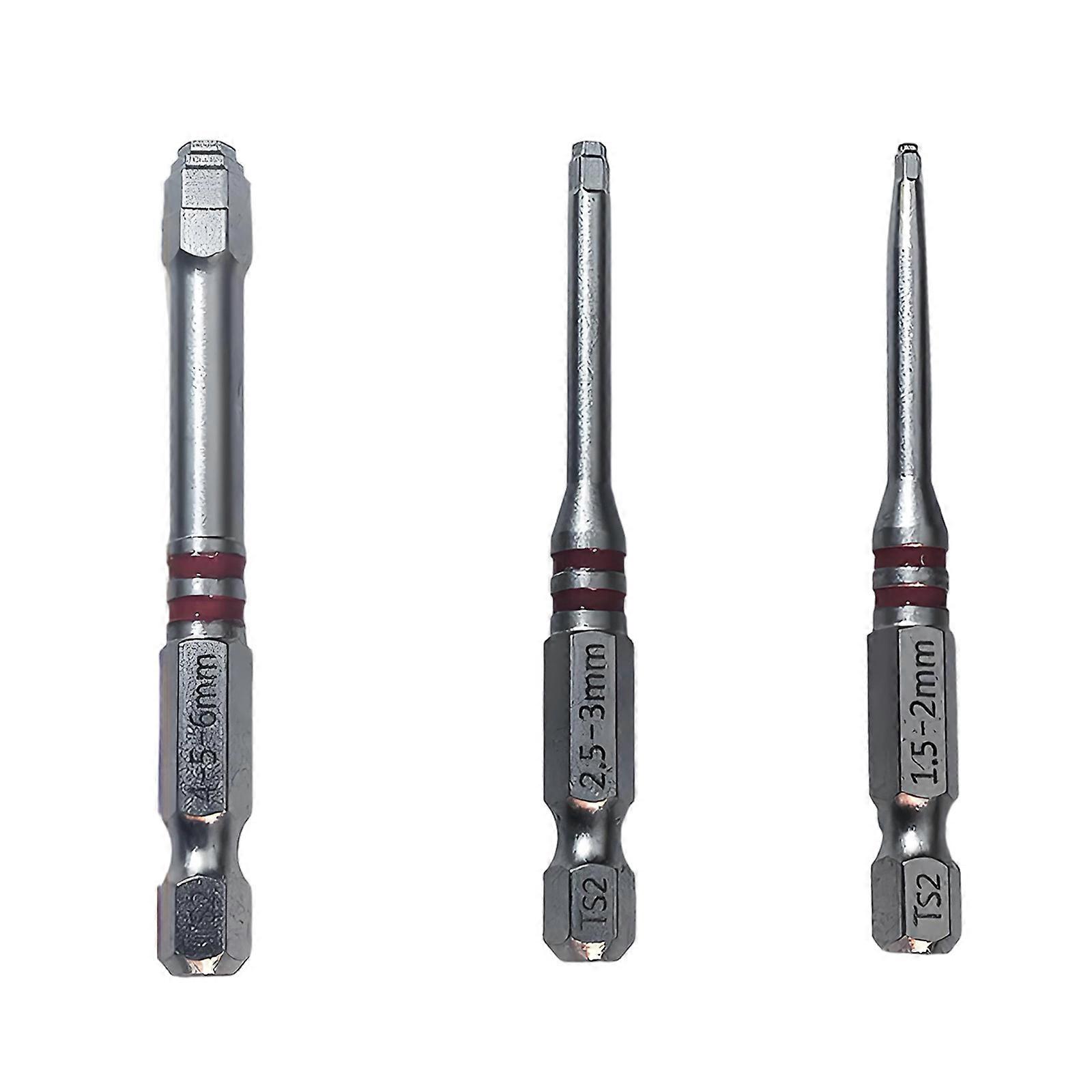 3/6Pcs Pagoda Shaped Screwdriver Bits Threaded Hexagonal Shank Screwdriver Bits Multiple Size Assembly for Power Tool Multicolor
