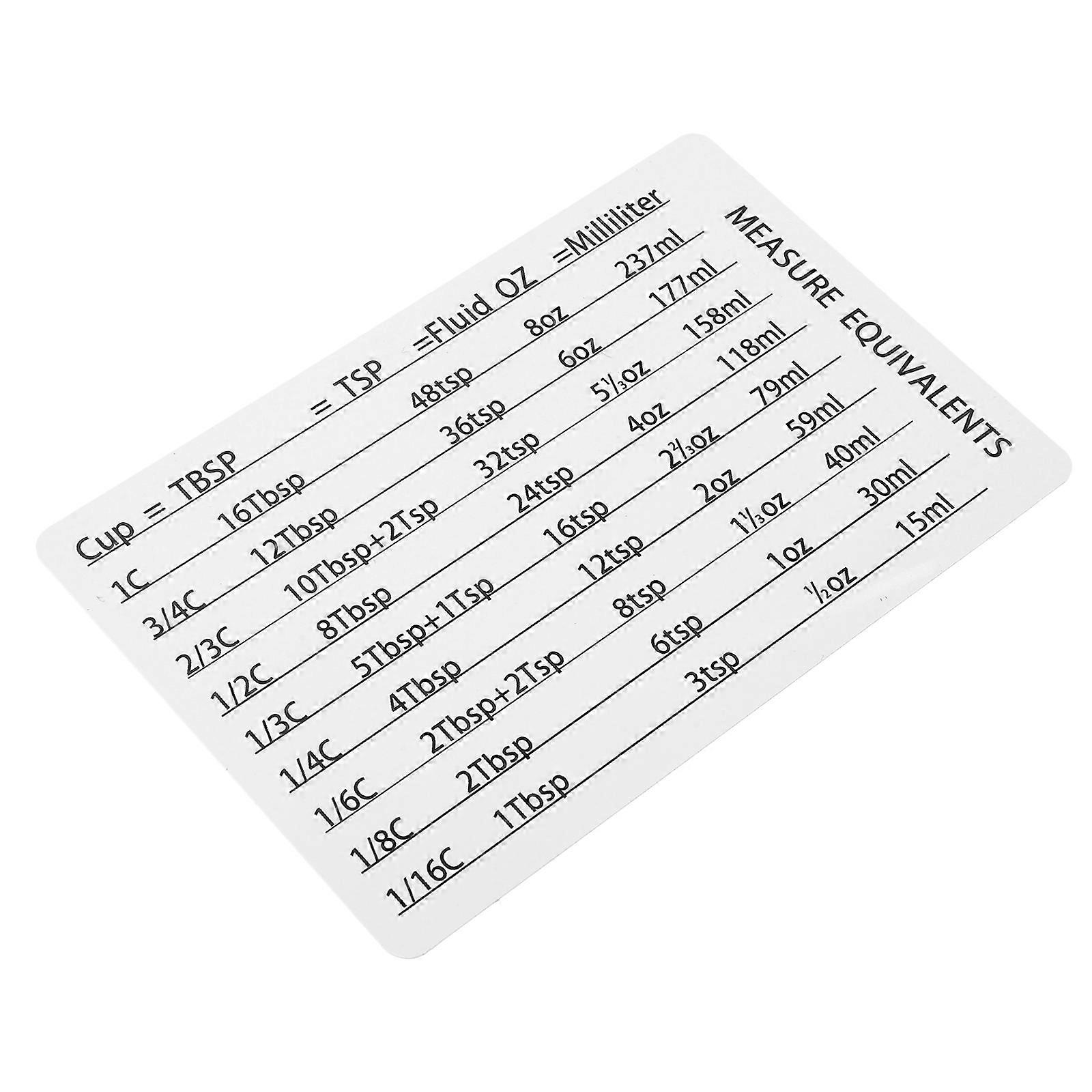 Magnetic Kitchen Conversion Chart for Cooking Use Black PVC
