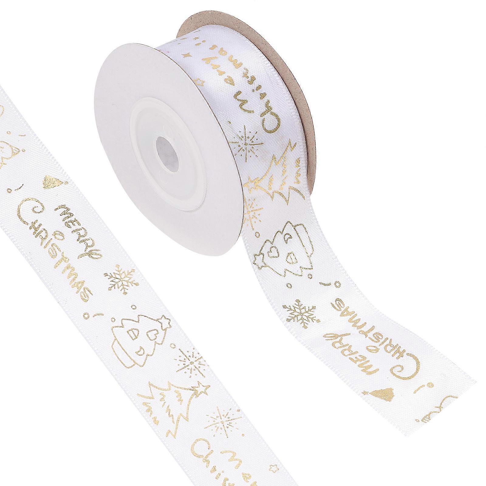 Christmas Ribbon Gift Wrapping Function 1 Roll White Polyester Ribbon