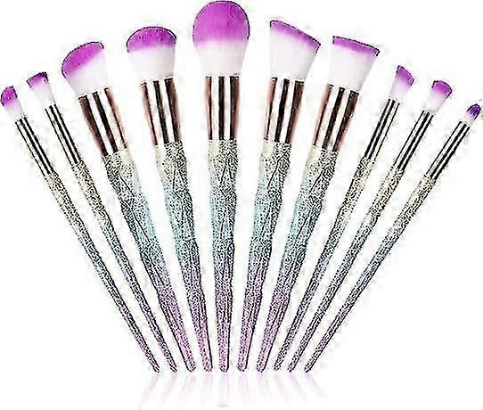 10 Pcs Rainbow Handle Synthetic Professional Makeup Kit