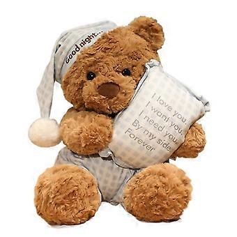 Cute Blue Checked Pyjamas Goodnight Bear Plush Toy, 15.7 in  Gift for Girls