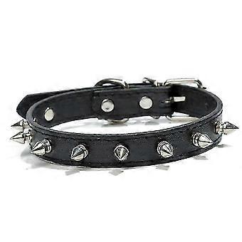 Collier de chien à pointes pour chiens de petite race Collier clouté en cuir clouté à une rangée Sangle de cou anti-morsure pour chiots Collier de chat réglable