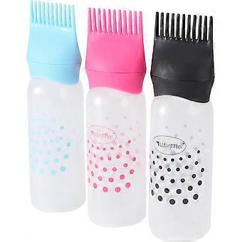 Butelka z aplikatorem Root Comb, 3 szt. 6-uncjowych butelek z aplikatorem Root Comb z podziałką do koloryzacji włosów w salonie, kolorowe