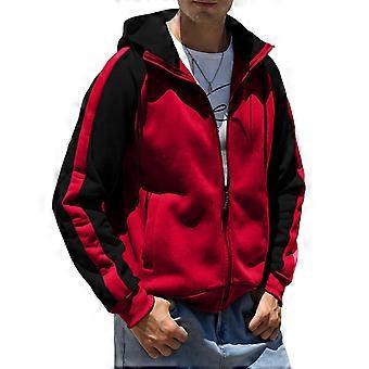 Mens Fleece Contrast Lightweight Sweatshirt Coats Red
