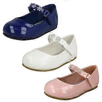 Mädchen Spot auf Diamante Blumenband Ballerinas H2487