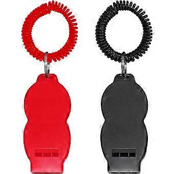 2-Piece Dog Training Clicker and Whistle Set with Lanyard, Red and Black, for Obedience and Behavior Training