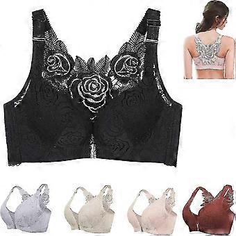 Floral Secrets Comfort Rose Bra, Plus Size Comfort Rose Lift Bra, Front Closure Push Up Wire-free & Seamless Bra for Womenc