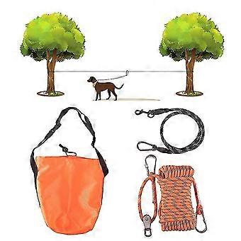 Camping Dog Leash Outdoor Reflective Multi-color Dog Walking Leash (10mm 15m Double Hook + Black Buckle + Oxford Cloth Bag)