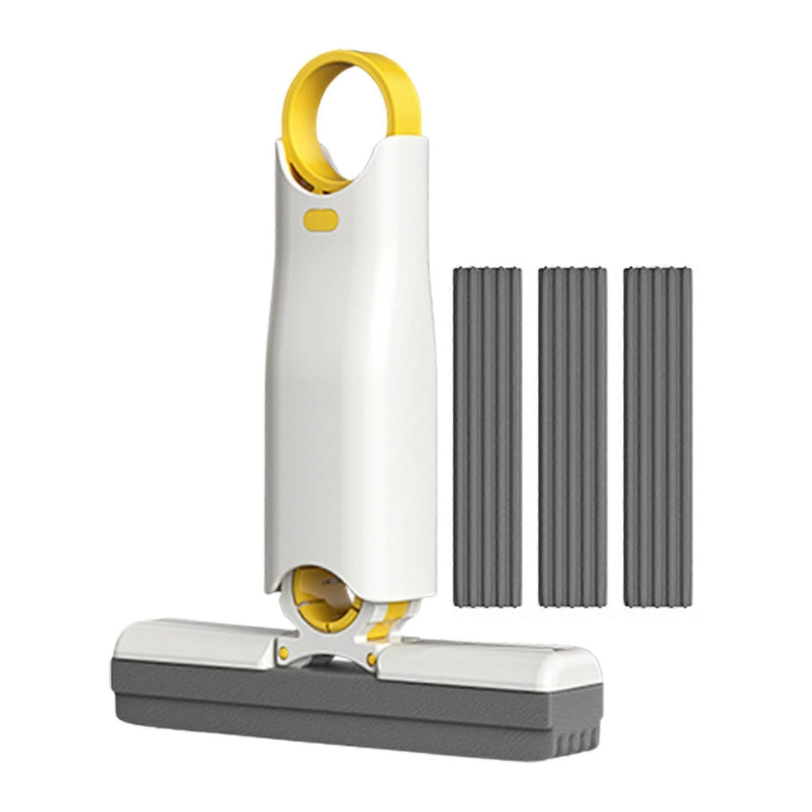 Self Squeezing Mini Foldable Mop with PushPull Design, Wet Dry Cleaning, Compact for Small Spaces
