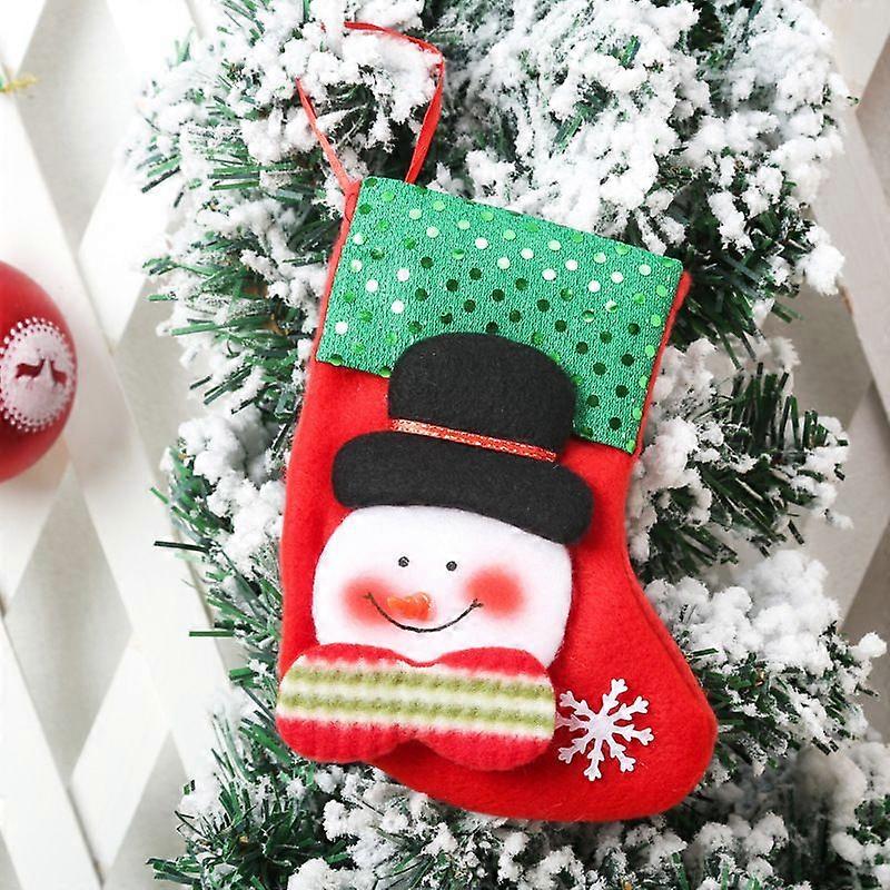 Sacs cadeaux de Noël créatifs, chaussettes de Noël pailletées avec des motifs de dessins animés, décorations pour sapin de Noël, sacs de bonbons du Père Noël, cadeaux faits à la main, motifs de bonhommes de neige.