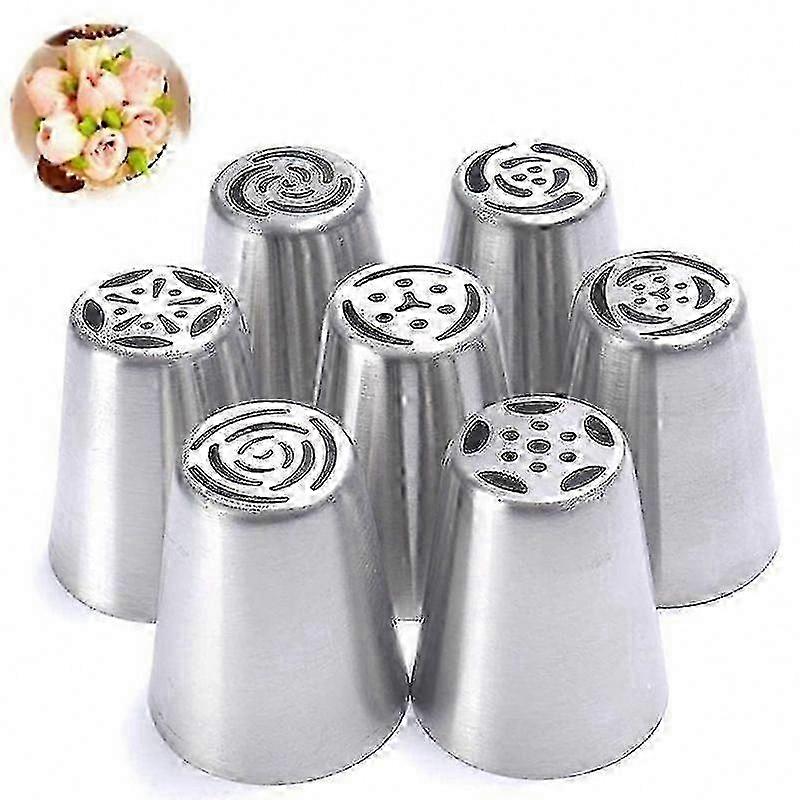 Flower & Leaf Icing Decorations 7Pcs Russian Piping Tips Set, Cake & Cupcake Decorating Kit