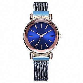Casual Fashion Style Women's Quartz Watch, Alloy Strap, Rhinestone Round Dial, Blue
