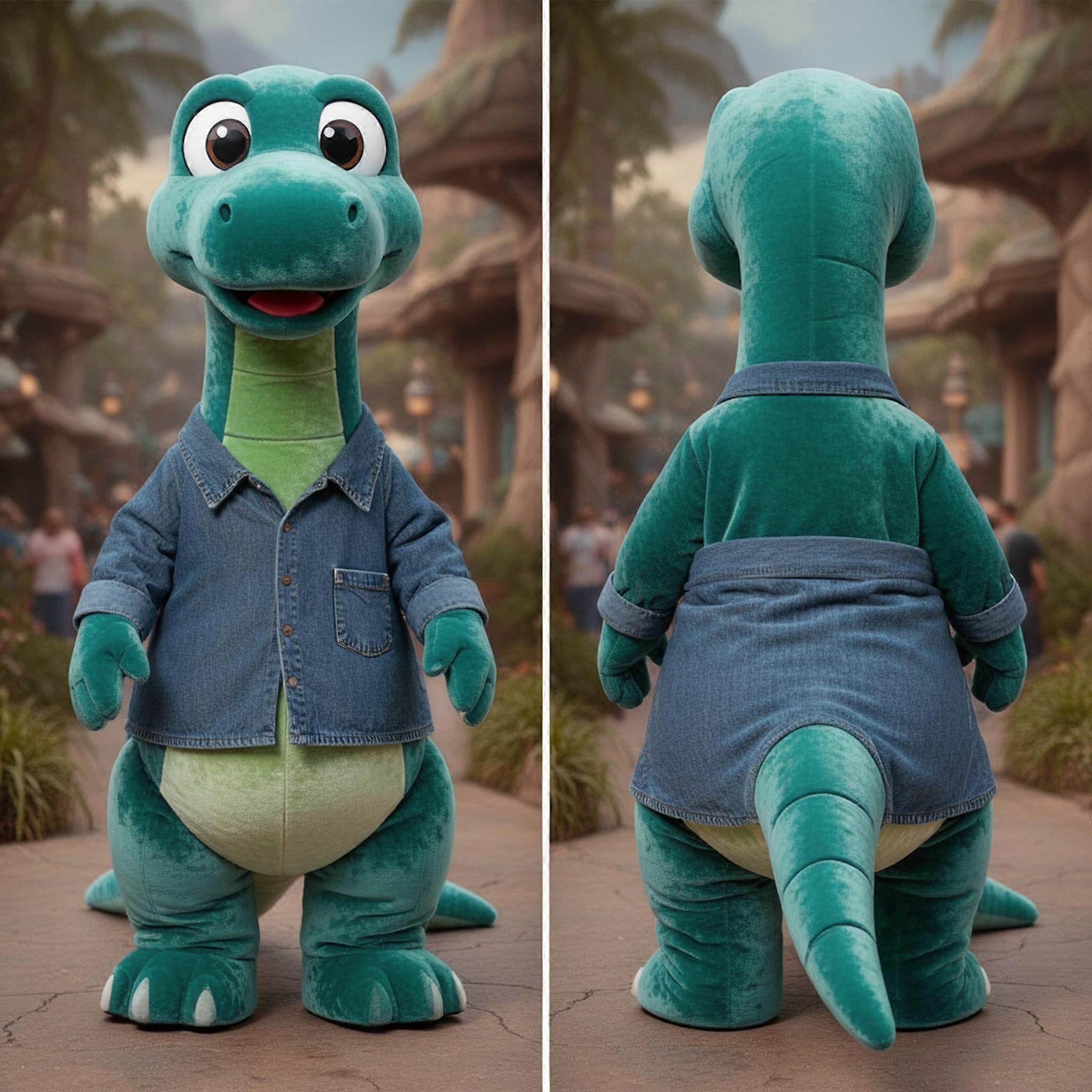 MASTICOT Teal Cartoon Diplodocus Mascot