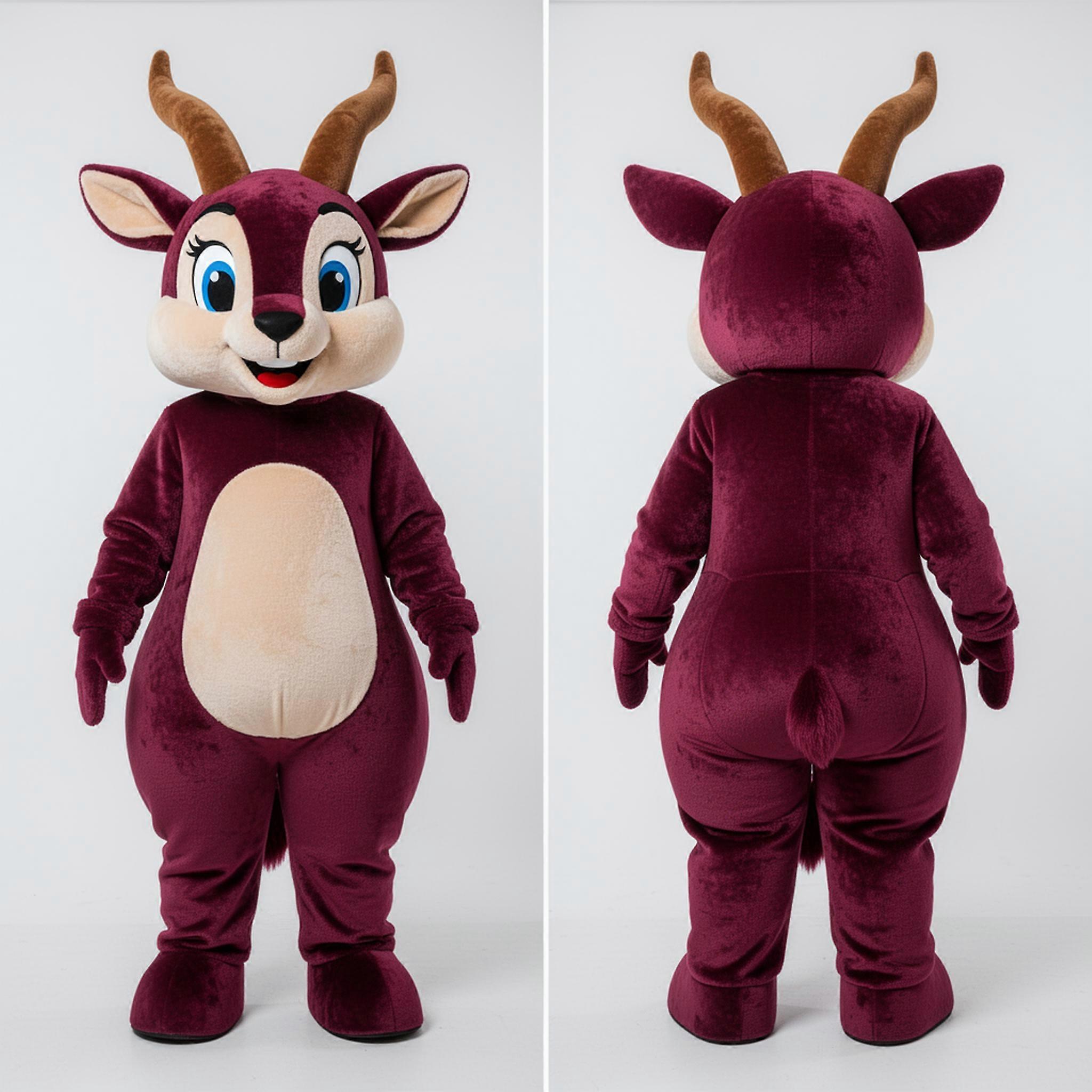 MASTICOT Maroon Cartoon Gazelle Mascot