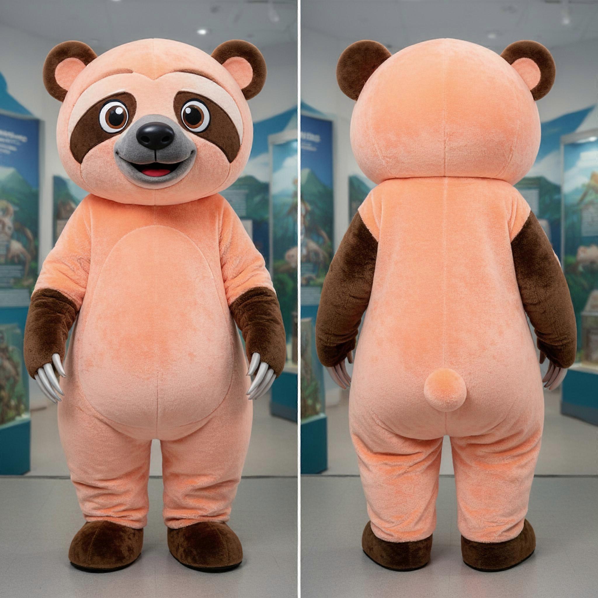 MASTICOT Peach Colored Cartoon Sloth Bear Mascot
