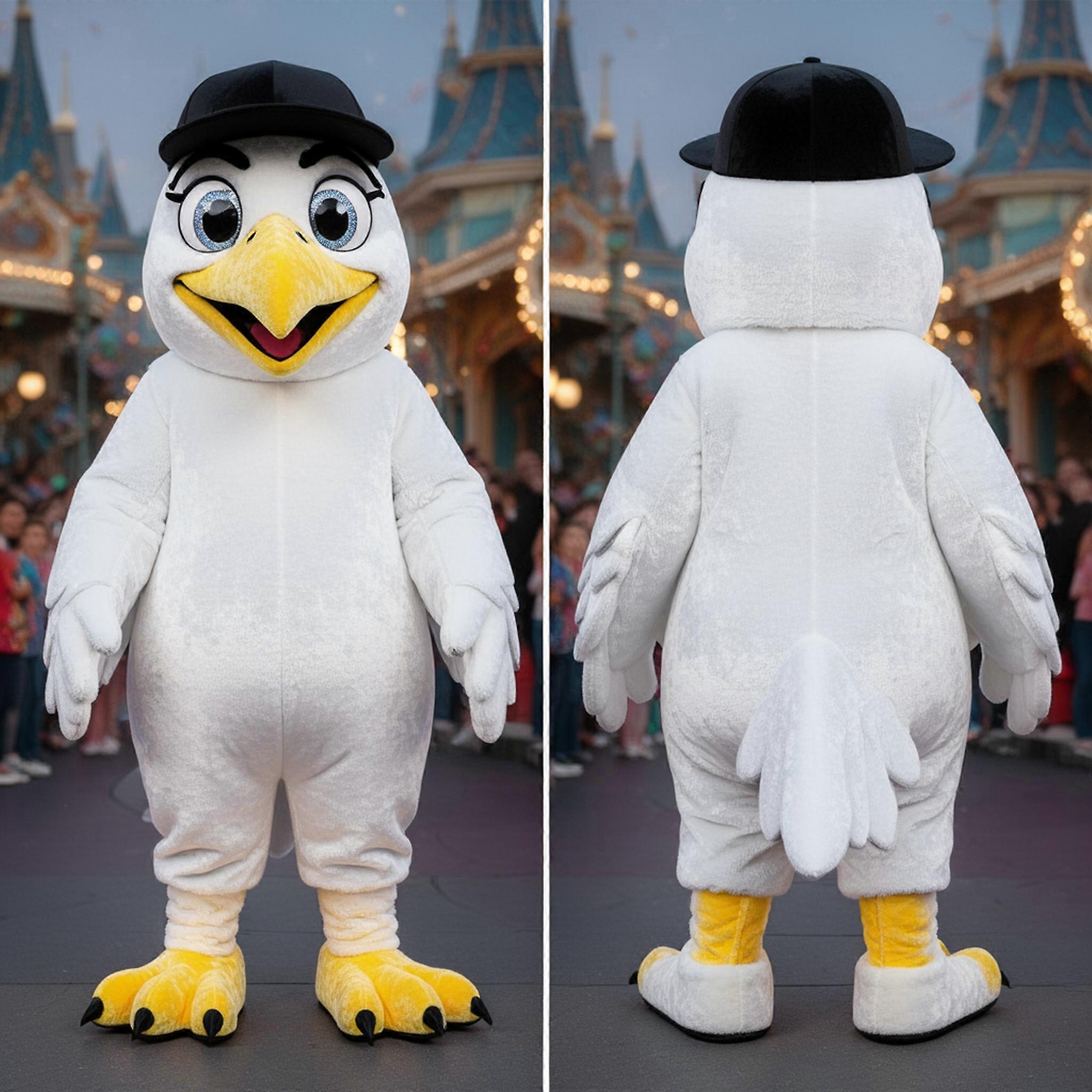 MASTICOT Ivory White Fluffy Crow Mascot