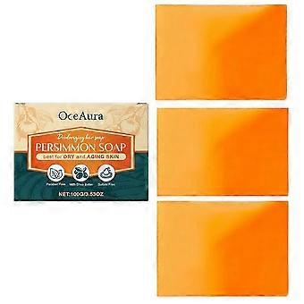 Persimmon Soap Bar, 3 Pack, Body Odor Eliminating, Gentle Moisturizing, Easy to Use, Portable, For Travel, Business Trips, Picnics, General Skin Type