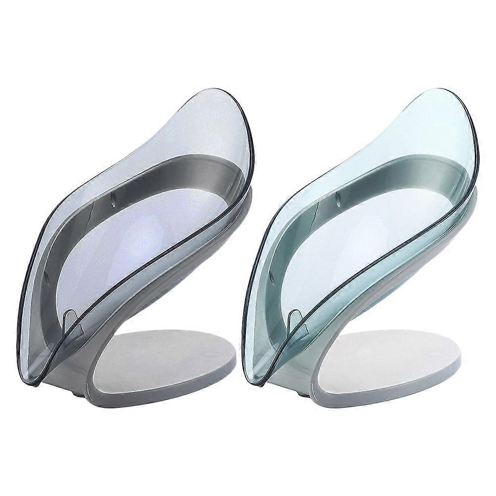 Creative Leave Shape Soap Dish for Storage Use 2Pcs Clear Soap Box Holder