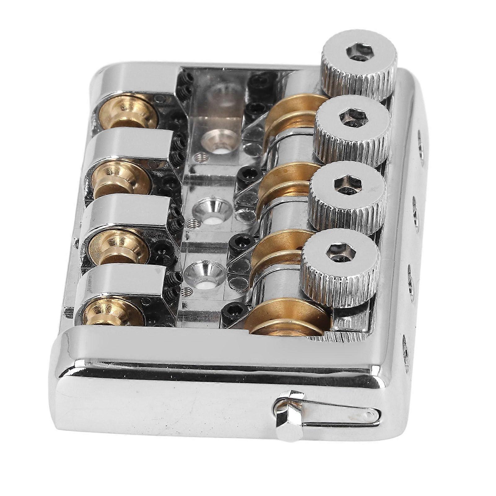 4String Headless Bass Bridge, Zinc Alloy and Brass, String Lock Replacement Set, Black
