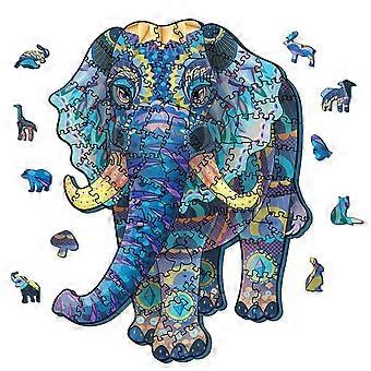 Wooden Jigsaw Puzzle 100 Pieces Colorful Elephant for Adults, Durable Collectible Art Gift Box