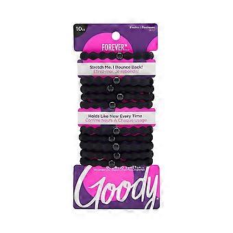 Goody Ouchless Damage-Free Forever Hair Elastics Ponytail Holder Black 10 ct