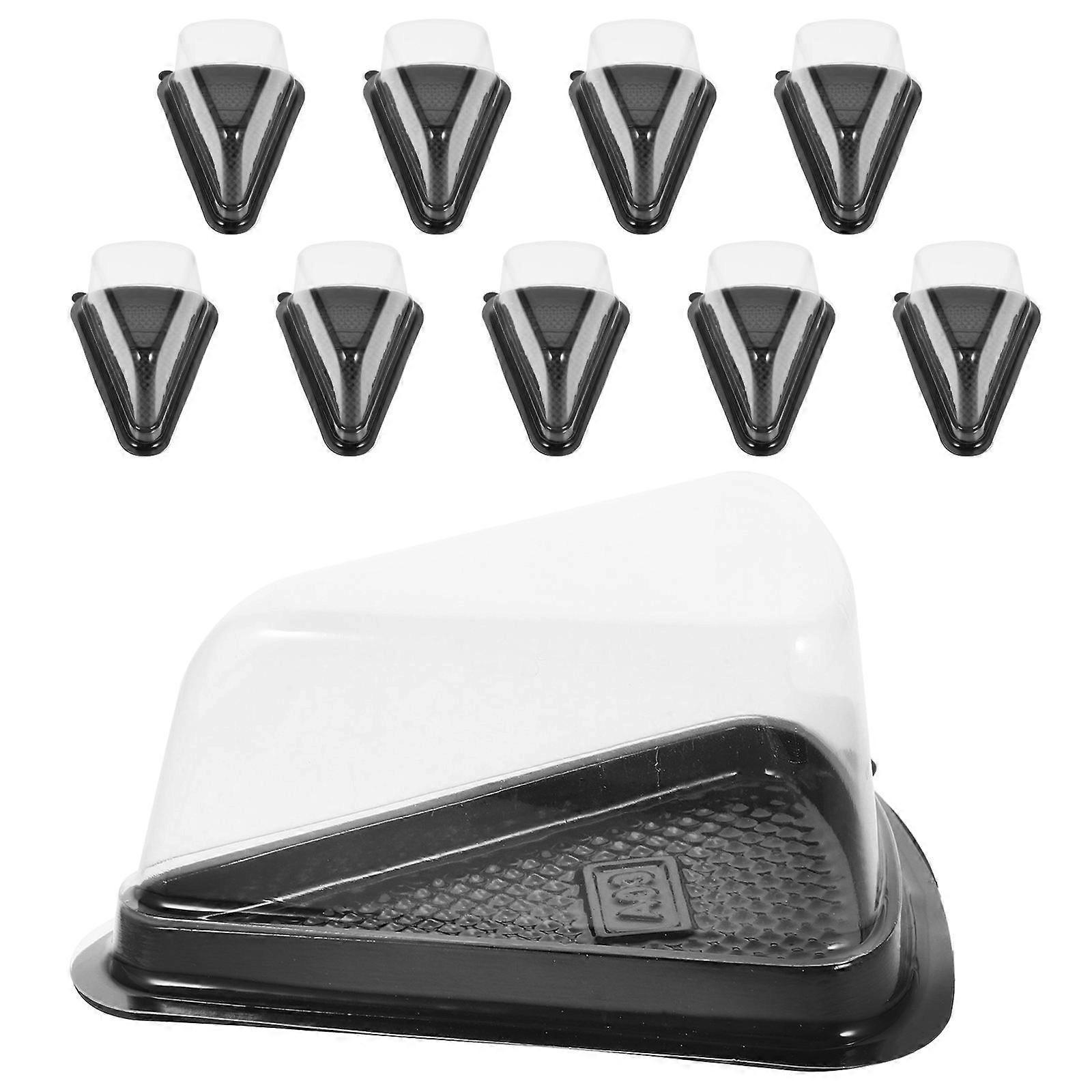 Triangle Cake Box Plastic compatible with Storage 10Pcs Black Plastic Sandwich Packaging Boxes