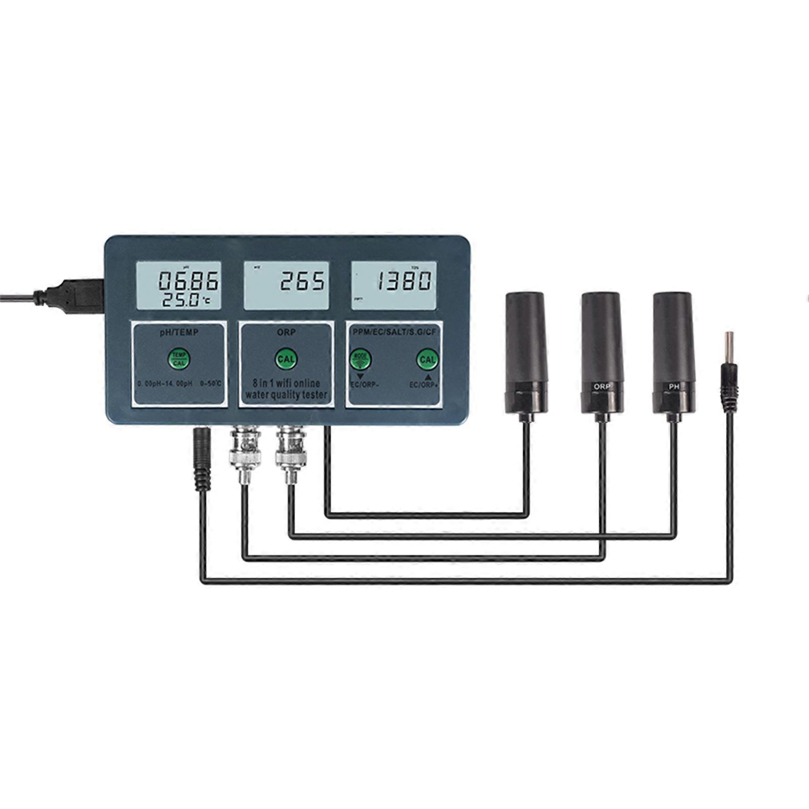 New Professional 8 in 1 Multi-parameter Water Testing Meter Digital LCD Multi-function Water