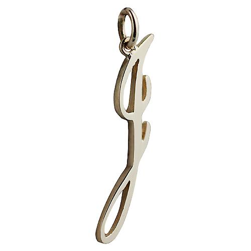 9ct Gold 34x7mm plain Initial J Pendant