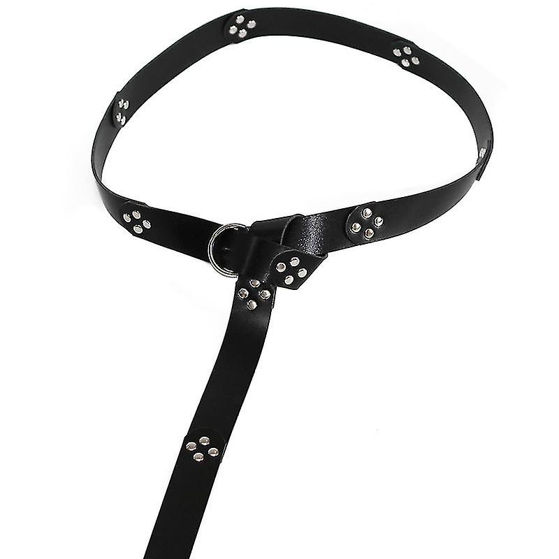 Leather Ring Belt Viking Battle Cosplay Costume Knight Belts Casual Dress Decor Gifts For Men Women1pcsblack