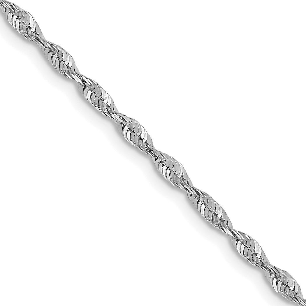 Naszyjnik z lekkiego łańcuszka linowego z białego złota próby 10k o grubości 1,8 mm i błyszczącym szlifie dla kobiet i mężczyzn – długość: od 16 do 24
