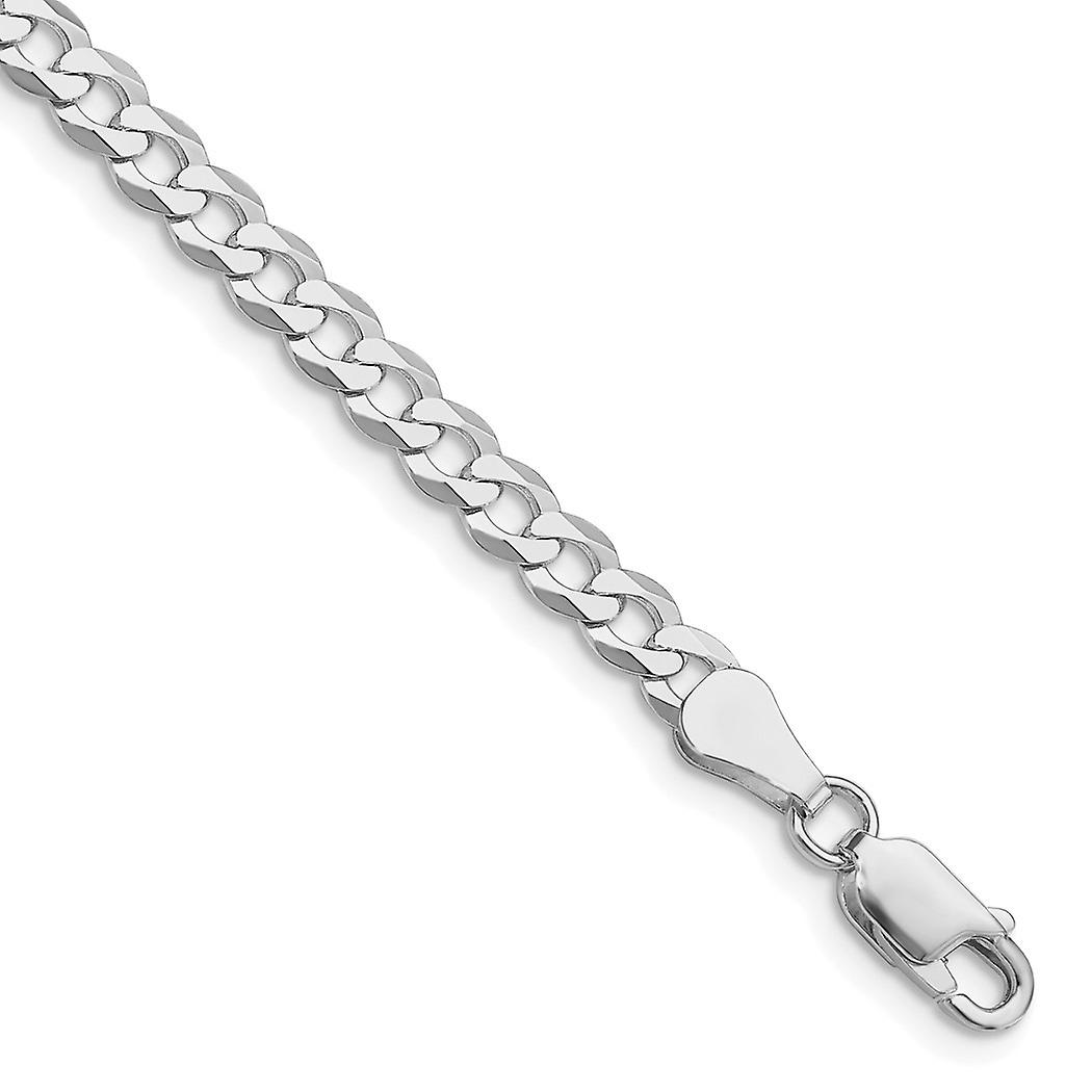 925 Sterling Silver Rhodium Plated 4.5mm Flat Curb Chain Ankle Bracelet Anklet for Women and Men - Length: 7 to 10