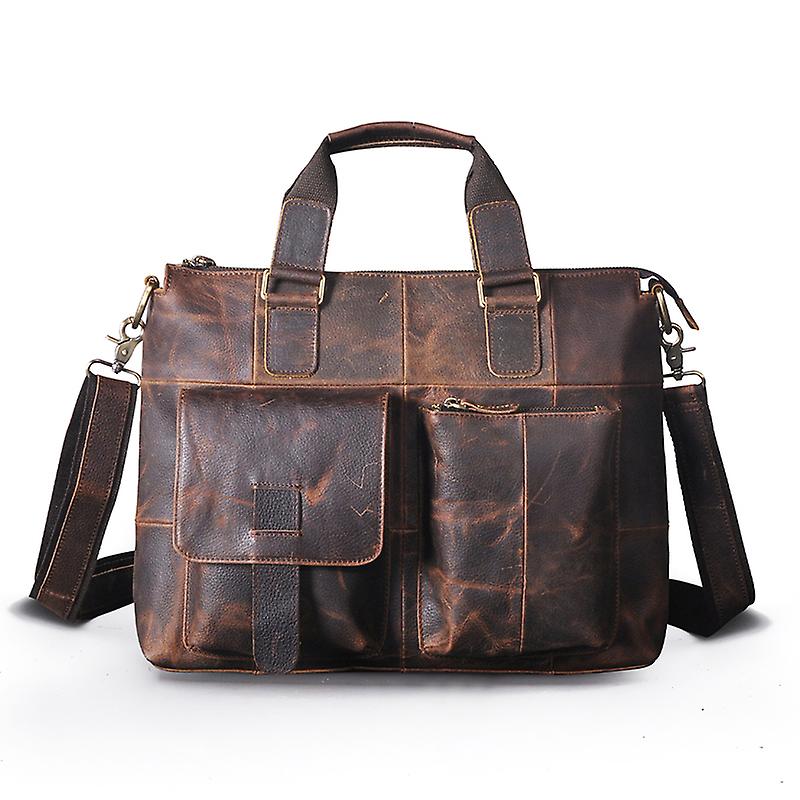 Thick Crazy Horse Leather Office Business Briefcase For Men 15.6" Laptop Case Attache Portfolio Bag Maletin Messenger Bag B260