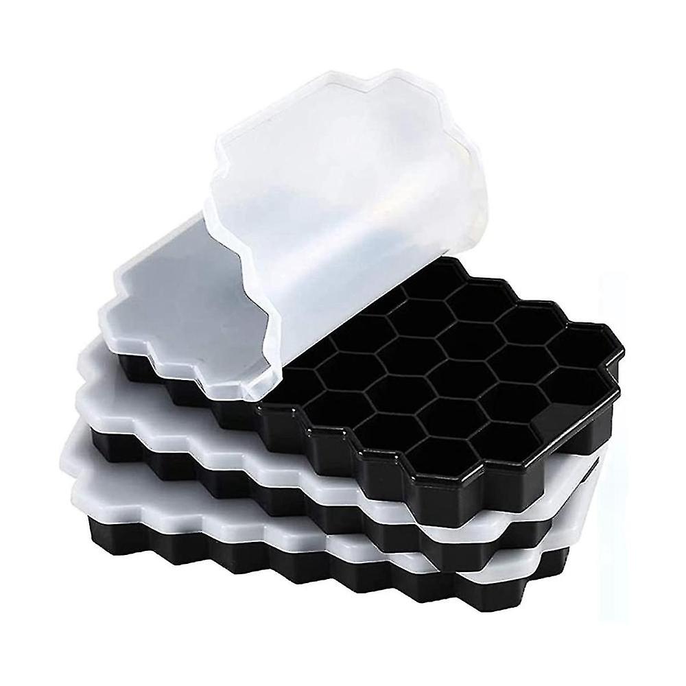 Silicone Small Ice-cube Trays With Removable Lid, Easy-release & Flexible Hexagonal 37-ice-cube Mo