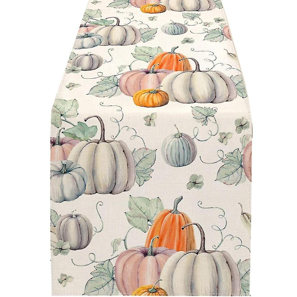Fall Gray Pumpkin Table Runner, Autumn Thanksgiving Table Runners For Kitchen Dining Coffee Or Indo