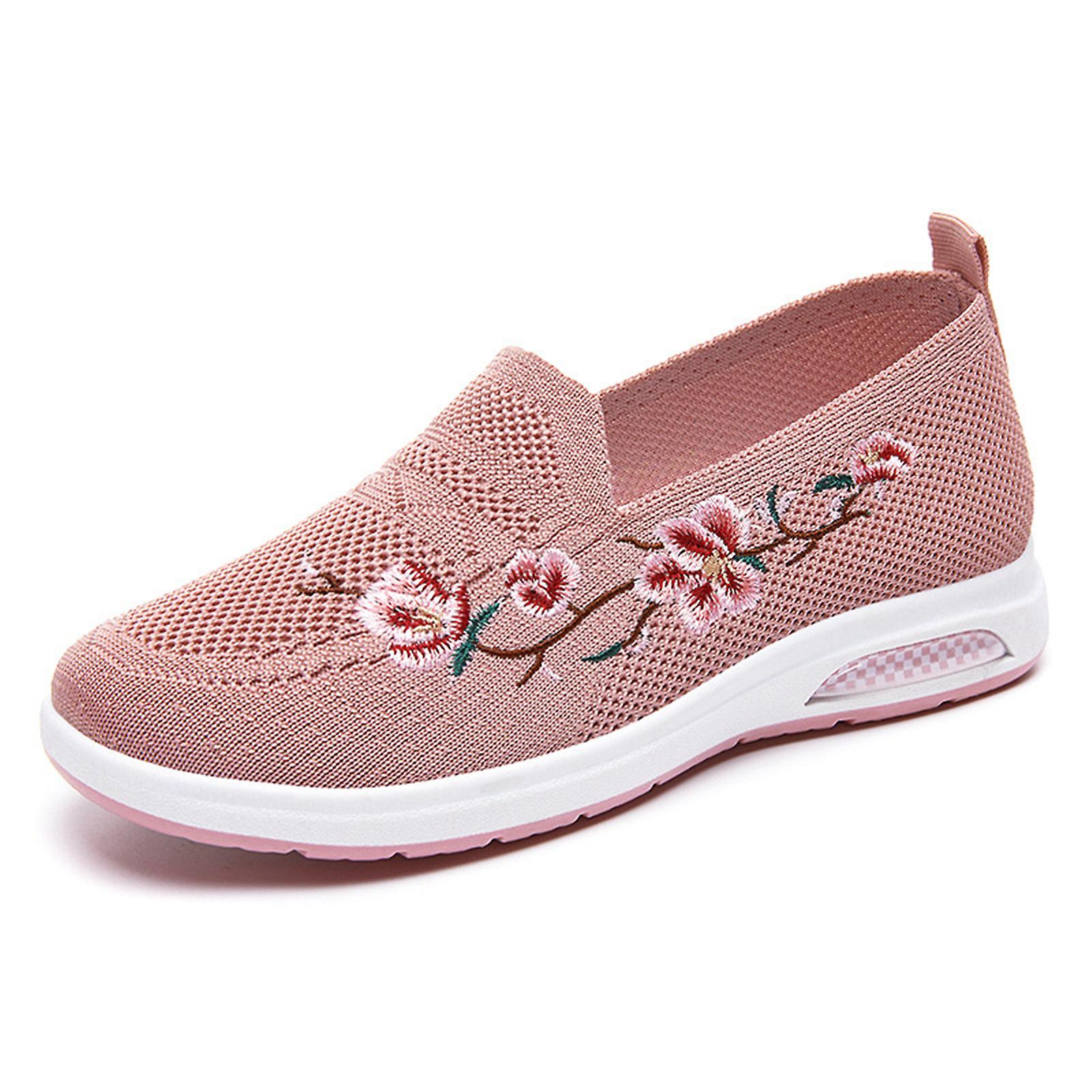 Woman Flat Bottom Shoes with Delicate Embroidered Pattern Gift for Christmas Birthday New Year