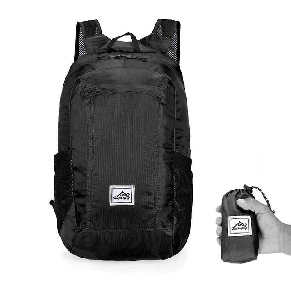 Leichter, tragbarer, faltbarer Rucksack, wasserdichter Rucksack, Falttasche, ultraleichter Outdoor-Pack für W Schwarz