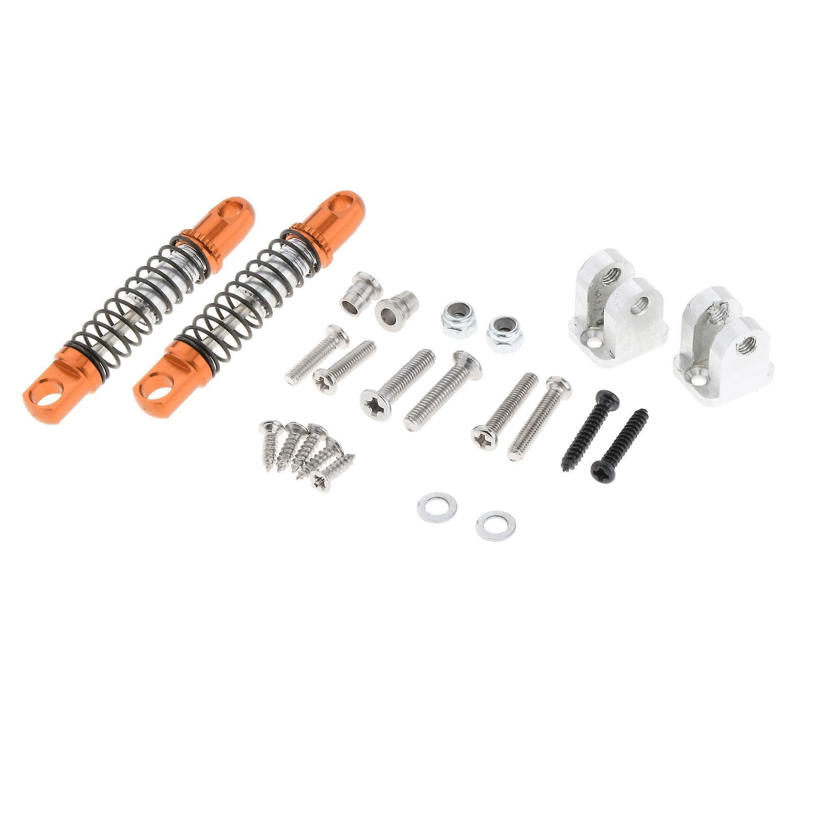 2x RC Car Front Shock Absorber Damper + Fixed Seat Replacements for WPL D12 Orange